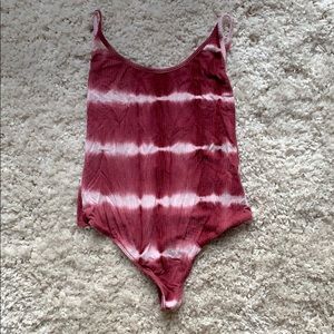 LA Hearts Red and White Tie Dye Body Suit